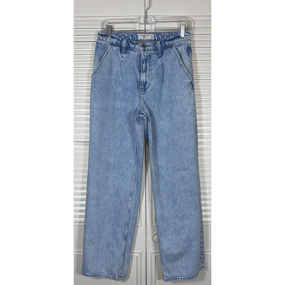 Abercrombie & Fitch The Loose High Rise Jeans 27 Light Wash Blue Denim 90s Baggy